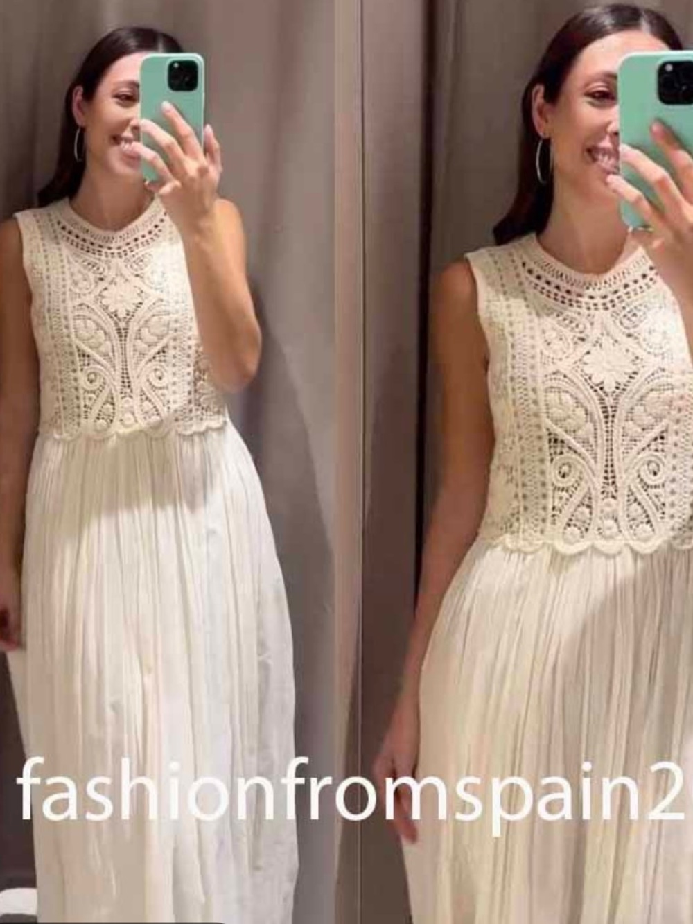 Zara Cream Crochet Bodice Maxi Dress - Picture 3 of 9